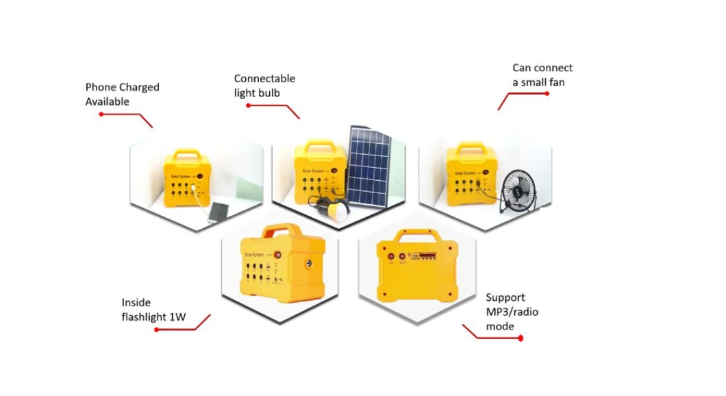 New Mini Home Solar Panel System 18V 10W Solar Lighting Kits with FM